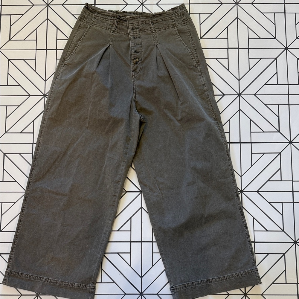 American Eagle Outfitters Women's Gray Wide-Leg Trousers